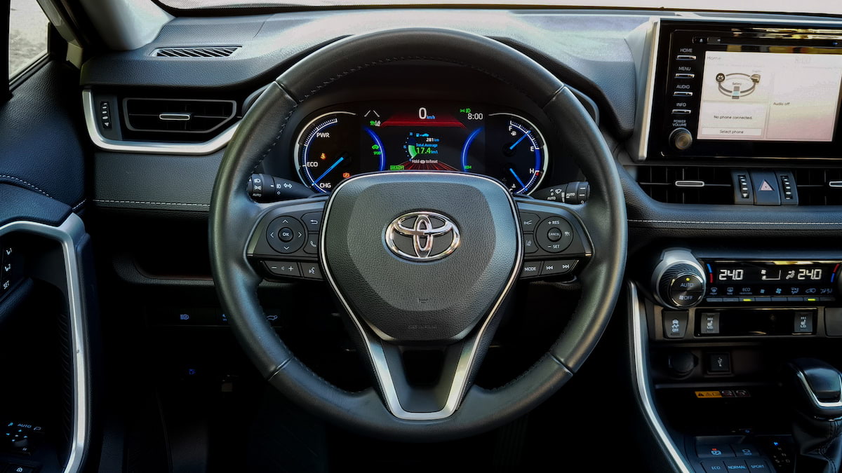 Steering wheel of the 2022 Toyota RAV4 Hybrid LTD