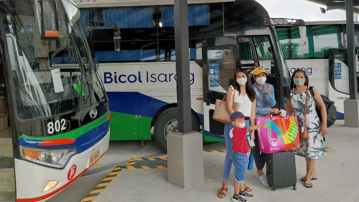 Bicol-bound passengers at the Arcovia City transport hub in Pasig City