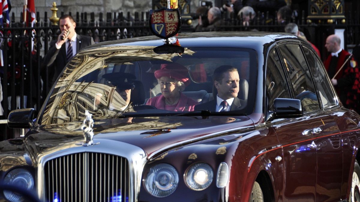 Queen Elizabeth II in a State Limousine