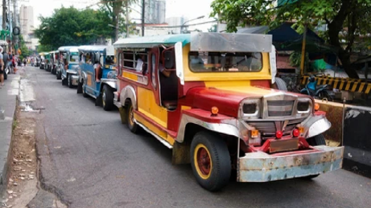 Jeepneys lined up on a Metro Manila street