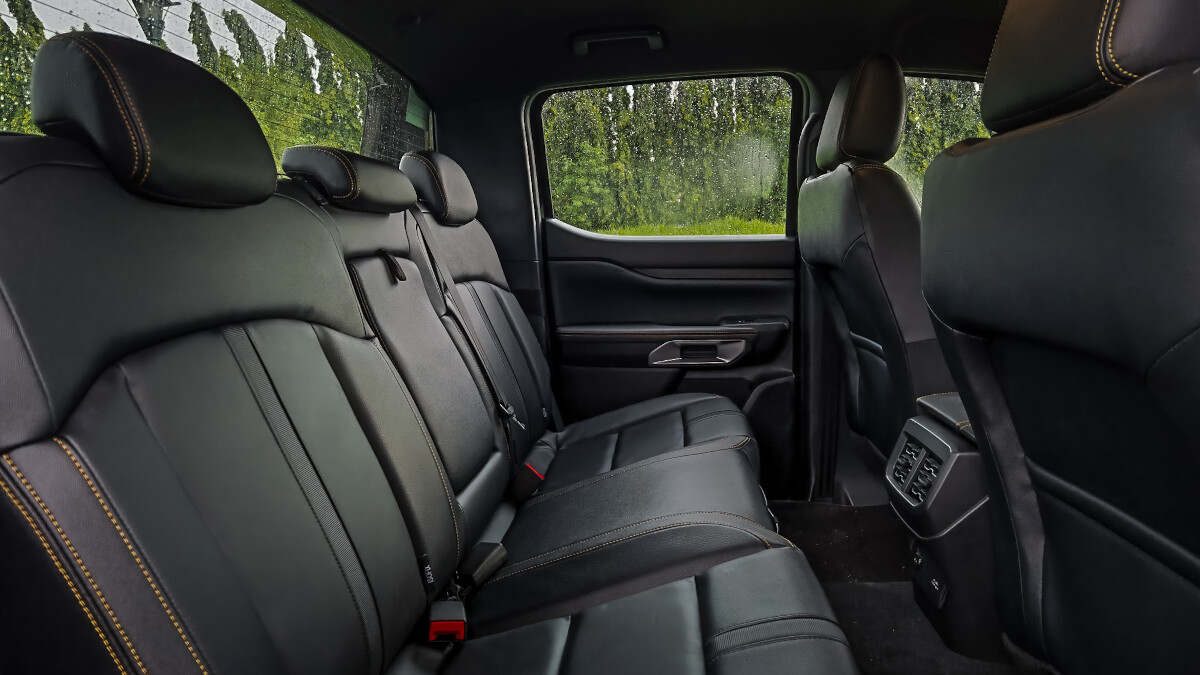 Rear seats of the 2023 Ford Ranger Wildtrak 4x2