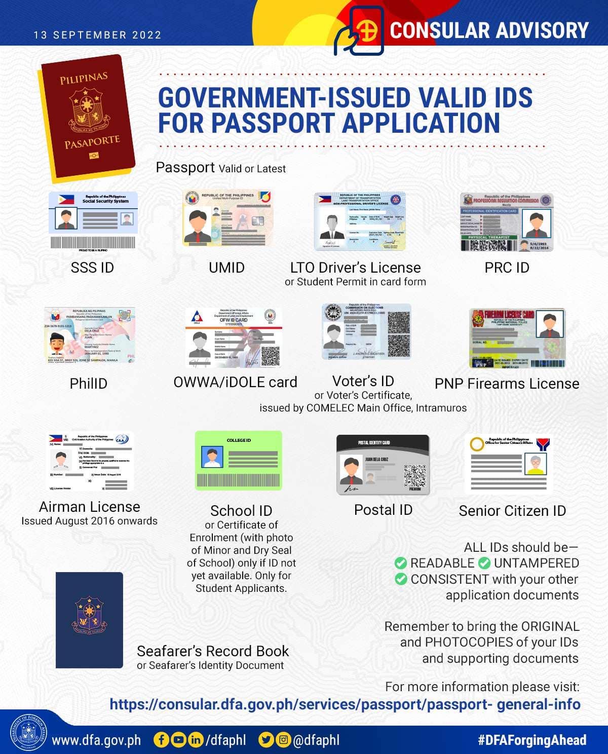 List of valid IDs for Philippine passport applications and renewals