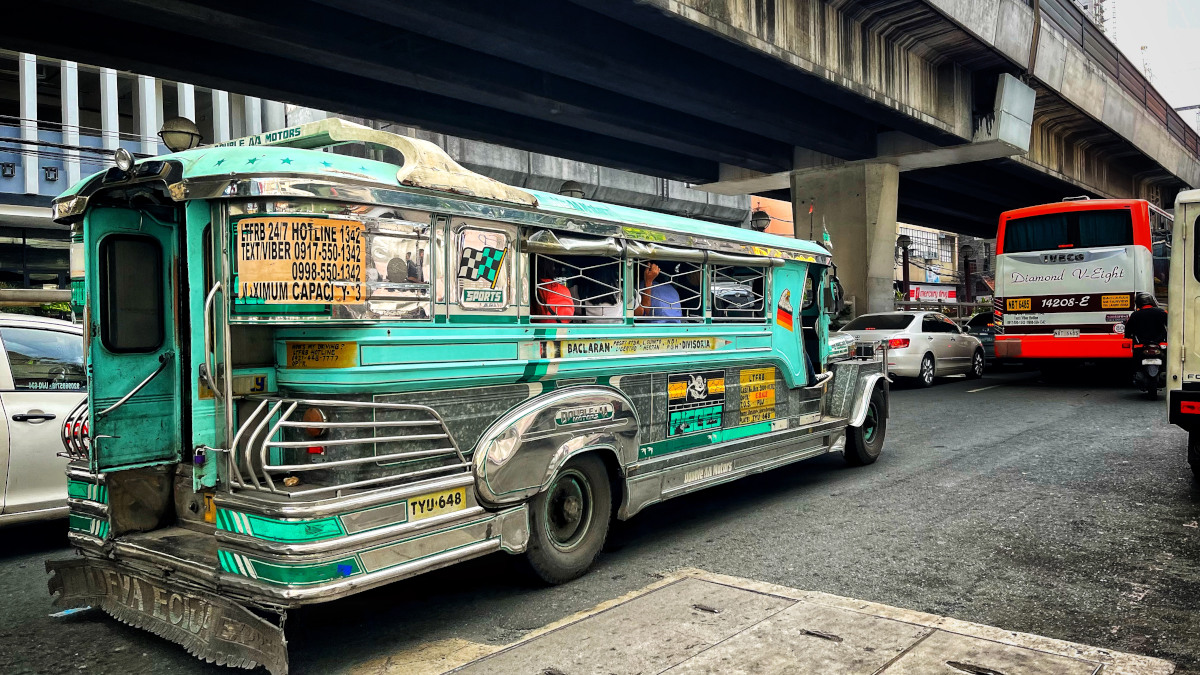 traditional jeepney on the road