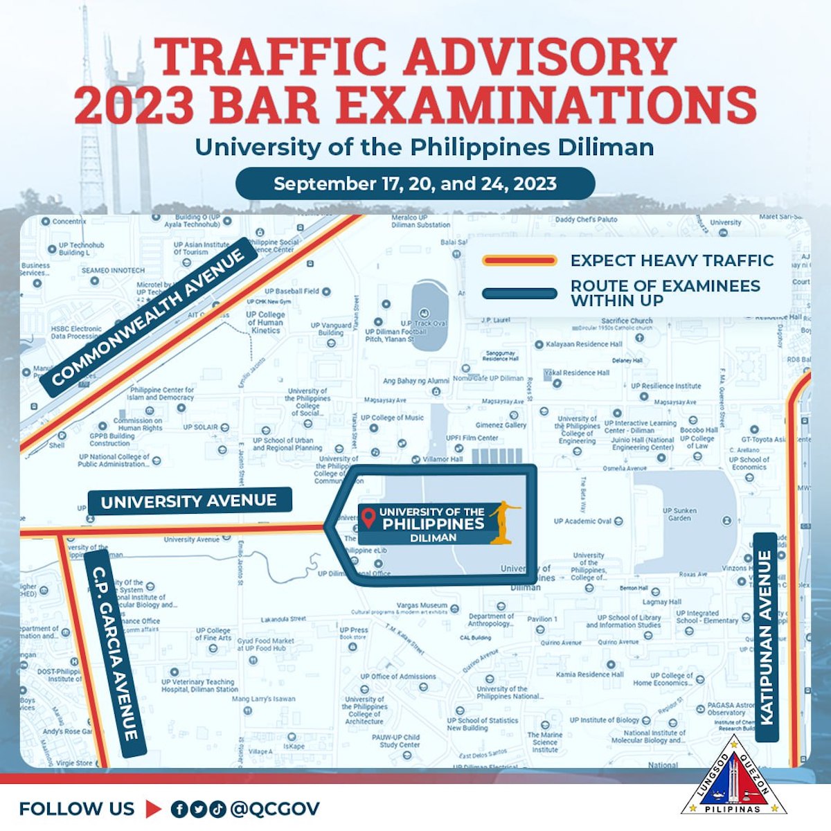 Bar Exam 2023 Quezon City traffic advisory