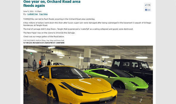 TopGear.com.ph Philippine Car News - Rain floods Singapore's Orchard Road area, ruins supercars, luxury cars