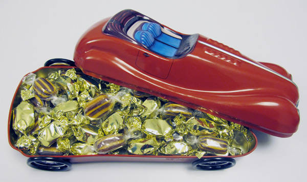 Tin car with candies