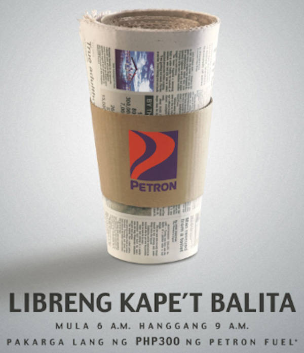 Petron offers free coffee, newspaper for early birds
