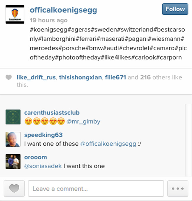 Koenigsegg on Instagram