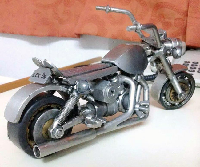Motorcycle made from knickknacks