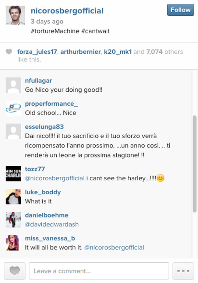 Nico Rosberg on Instagram