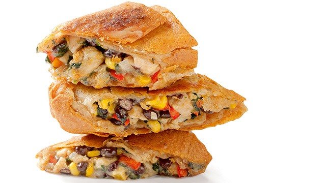 chicken rolls cut in half and stacked on top of each other