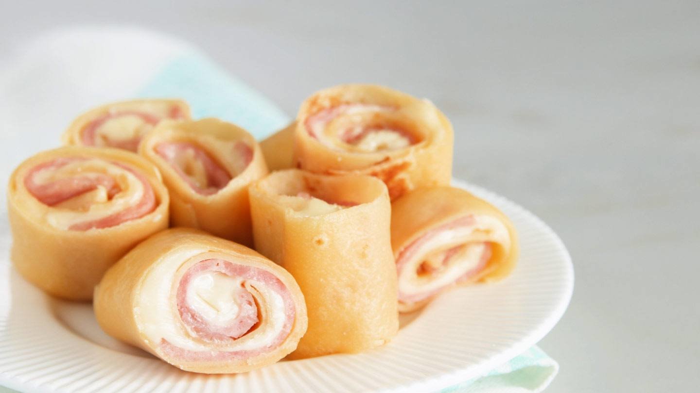 ham and cheese crepe roll ups recipe image