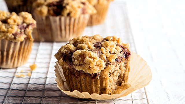 banana nutella muffins in cupcake liners and cooling rack recipe image 