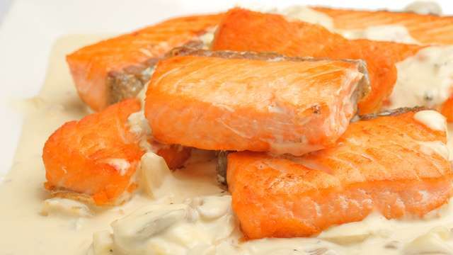 Fried Salmon with Creamy White Sauce Recipe