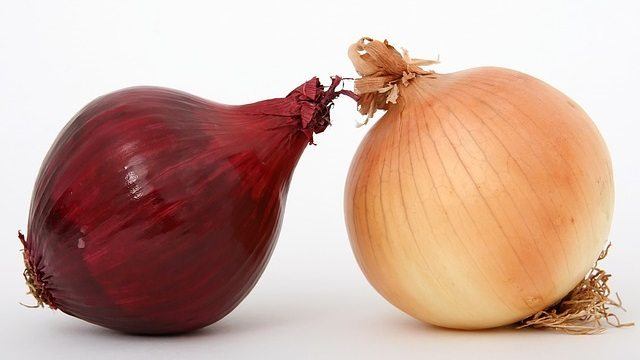 red and white onions