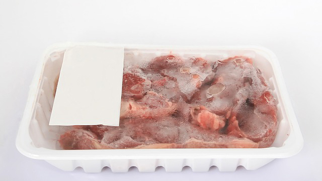 This packaged frozen meat is from the supermarket.