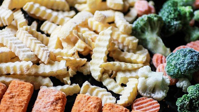 frozen fries, broccoli, and other veggies
