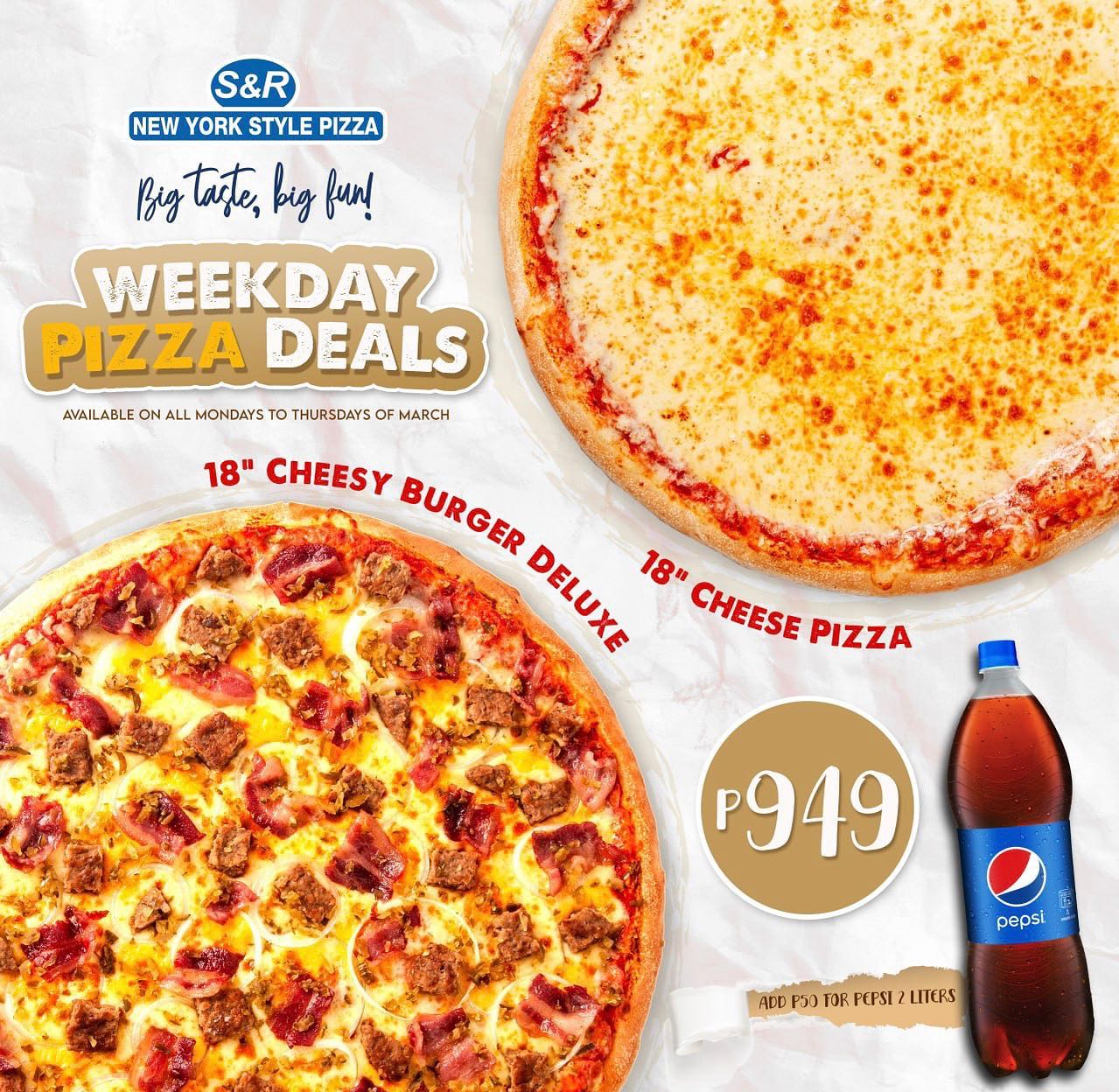 S R New York Style Pizza Crazy Pepperoni Weekend And Weekday Pizza Deals