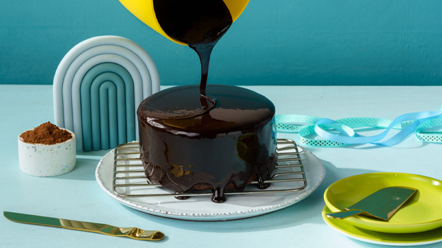 moist chocolate cake recipe image with easy chocolate glaze recipe