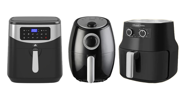 air fryer appliances in black, digital and manual 