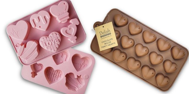Left: JUNZHEN Silicone Heart-Shaped Silicone Mold Right, P134 on Lazada: Delish Treats Fancy Hearts Chocolate Mold, P50 on Lazada