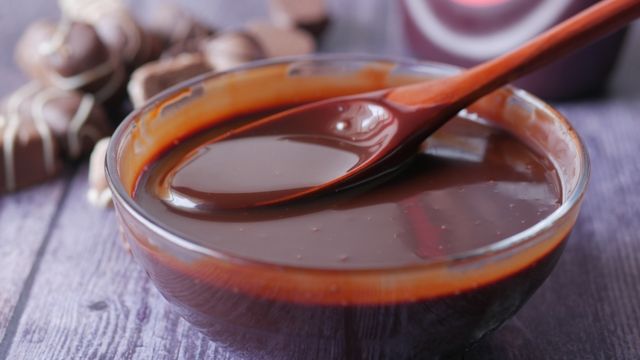 melted chocolate in a glass bowl