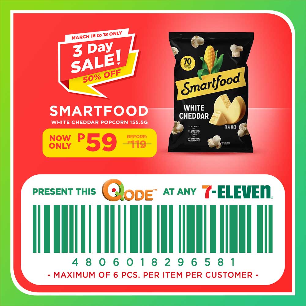 7-Eleven discount code for smartfood white cheddar popcorn 