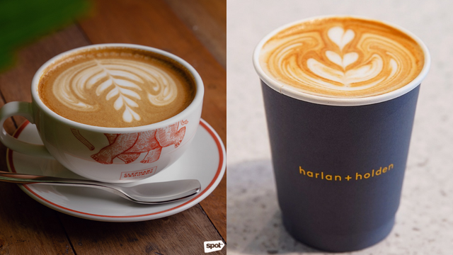 Left: elephant grounds coffee, Right: harlan+holden coffee