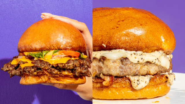 Left: Double Cali Smash Burger | Right: Truffle Burger