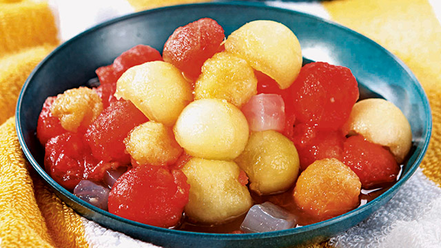 fresh fruit salad in syrup